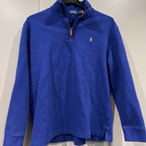 Polo Ralph Lauren High Neck 1/4 Zip Pullover Sweater Estate Rib Royal Blue XL